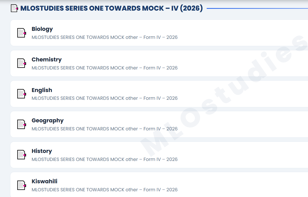 MLOSTUDIES SERIES ONE TOWARDS MOCK FORM FOUR 2026